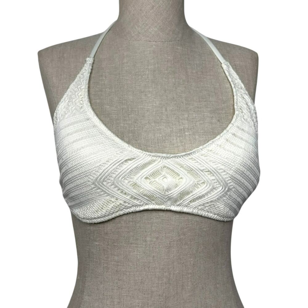 Polo Ralph Lauren Crochet Bikini Top White Halter Tie Back Womens Medium
